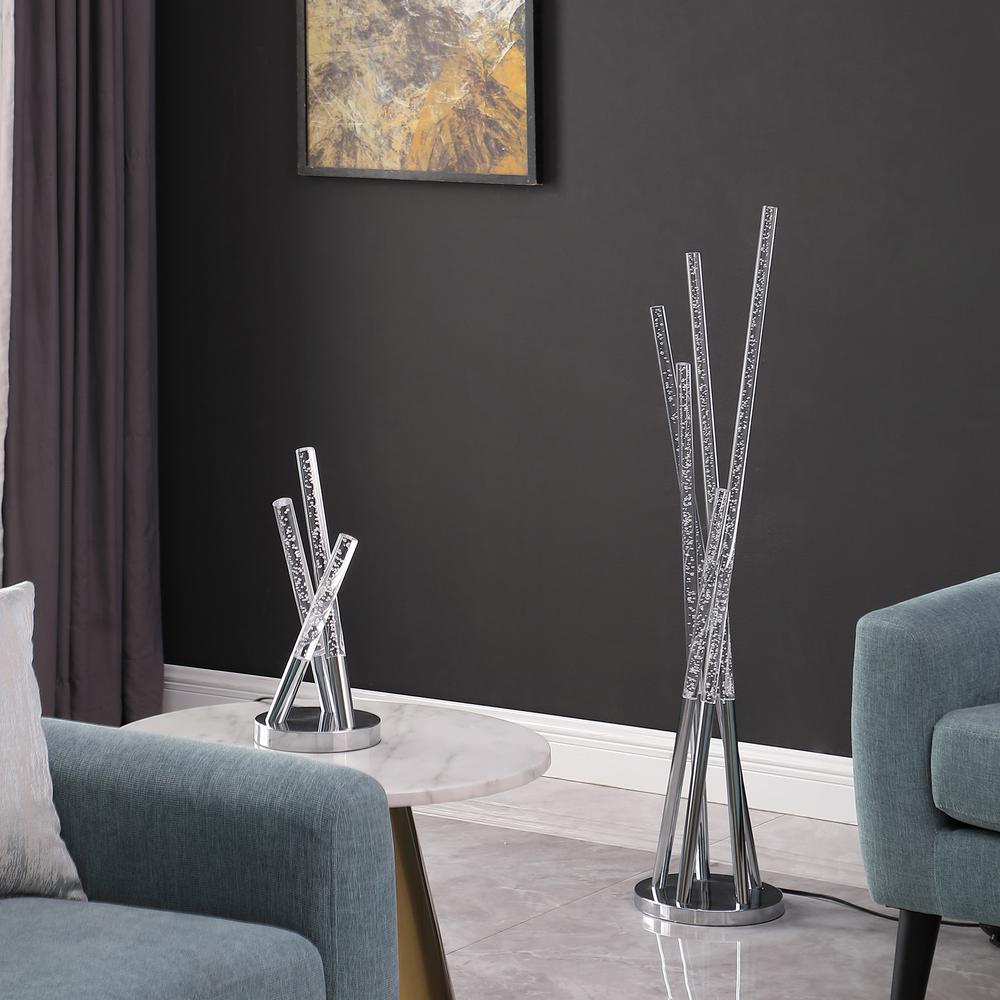 14.5" In Carina Modern 3 Acrylic Upright Leg Stix Led Silver Metal Table Lamp. Picture 6