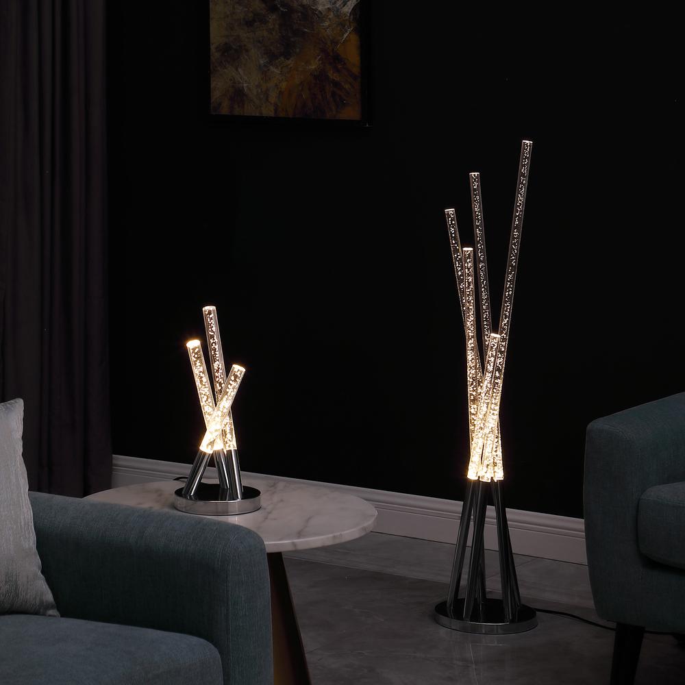 14.5" In Carina Modern 3 Acrylic Upright Leg Stix Led Silver Metal Table Lamp. Picture 7