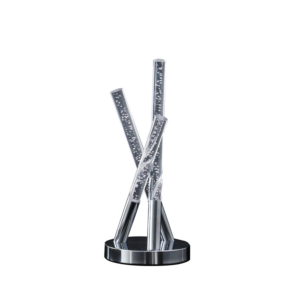 14.5" In Carina Modern 3 Acrylic Upright Leg Stix Led Silver Metal Table Lamp. Picture 2
