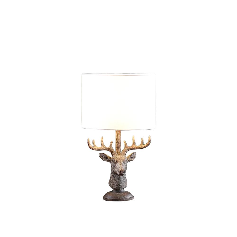 18" In Stag Elk Deer Bust Rustic Gray Polyresin Table Lamp. Picture 2