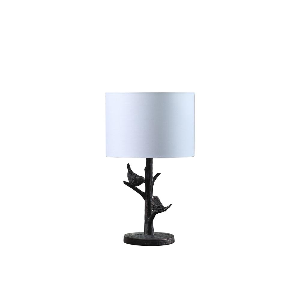 18" In Sparrow Birds On A Tree Bronze Polyresin Table Lamp. Picture 1
