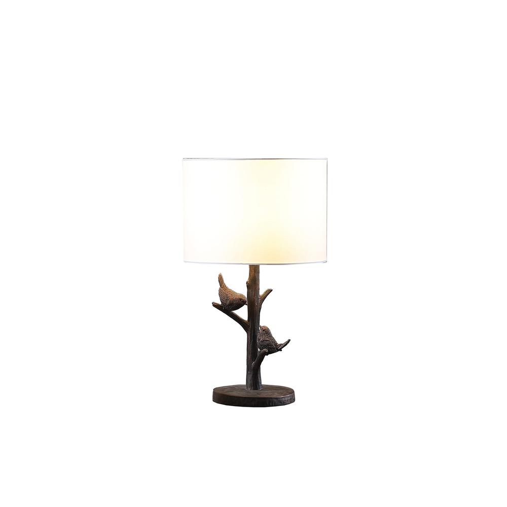 18" In Sparrow Birds On A Tree Bronze Polyresin Table Lamp. Picture 2