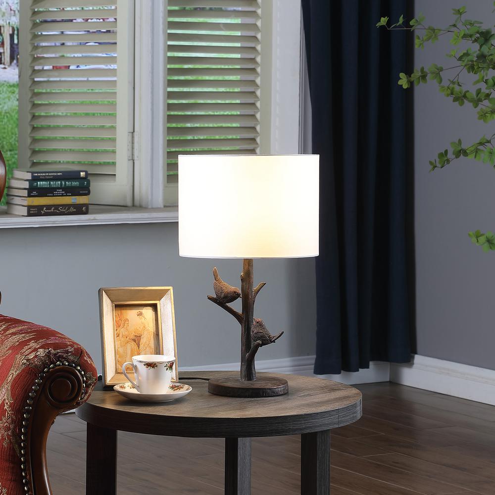 18" In Sparrow Birds On A Tree Bronze Polyresin Table Lamp. Picture 4