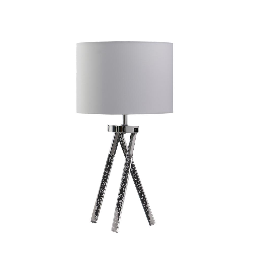 26.25" In Mid Century Birgit Led Acrylic Tapered Legs Silver Metal Table Lamp. Picture 1