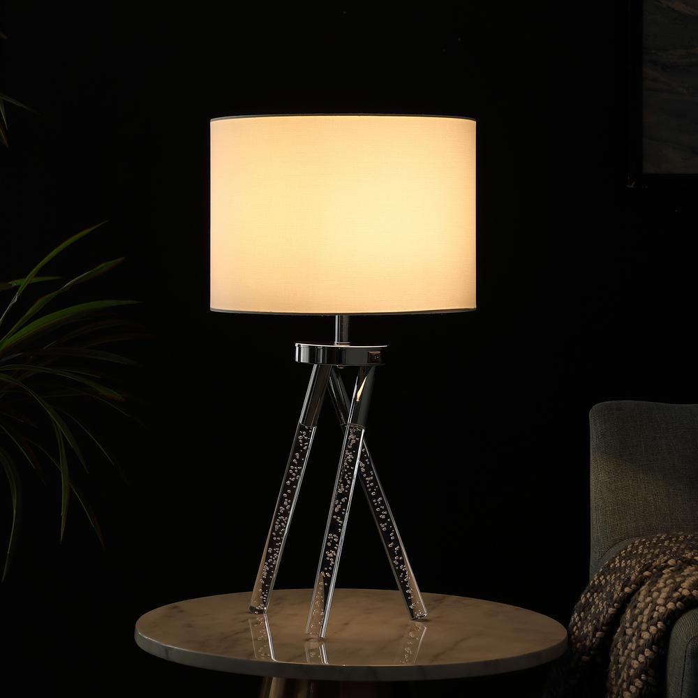 26.25" In Mid Century Birgit Led Acrylic Tapered Legs Silver Metal Table Lamp. Picture 4