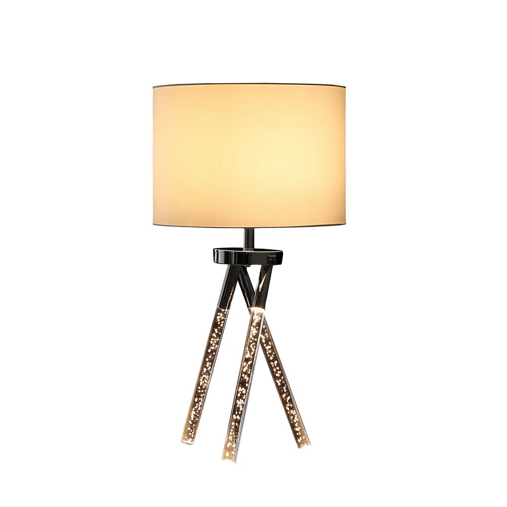 26.25" In Mid Century Birgit Led Acrylic Tapered Legs Silver Metal Table Lamp. Picture 2