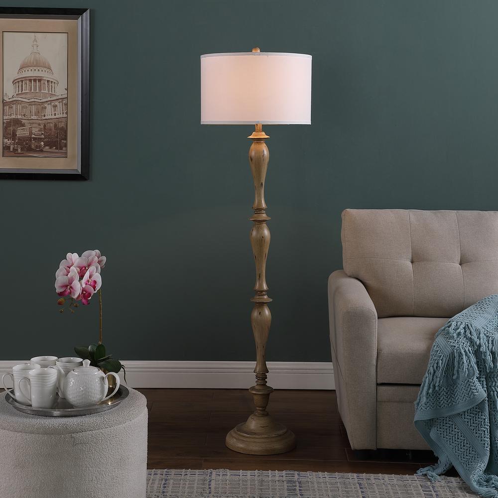 61.5" In Coastal Wood Effect Polyresin Floor Lamp. Picture 4