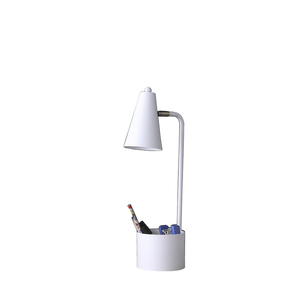 19.5" In Student White Metal Task Desk Lamp W/ Organizer. Picture 1