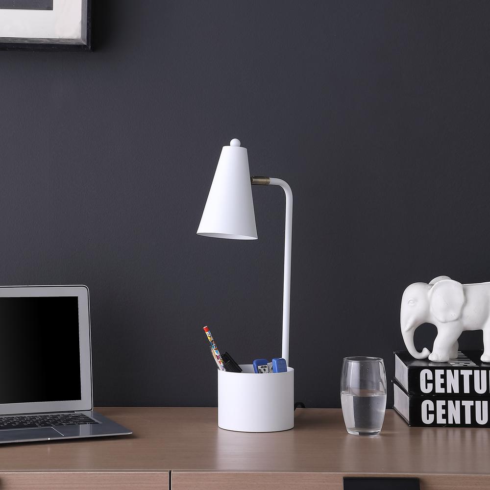 19.5" In Student White Metal Task Desk Lamp W/ Organizer. Picture 3