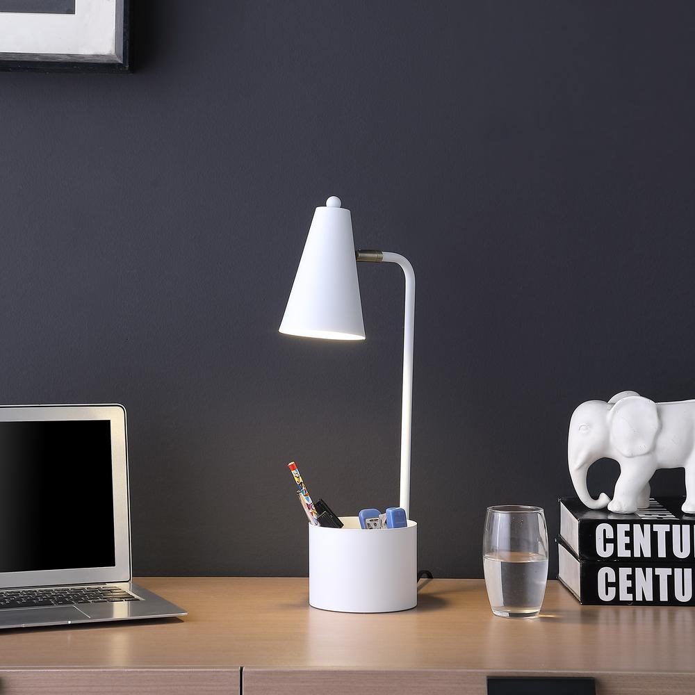 19.5" In Student White Metal Task Desk Lamp W/ Organizer. Picture 4