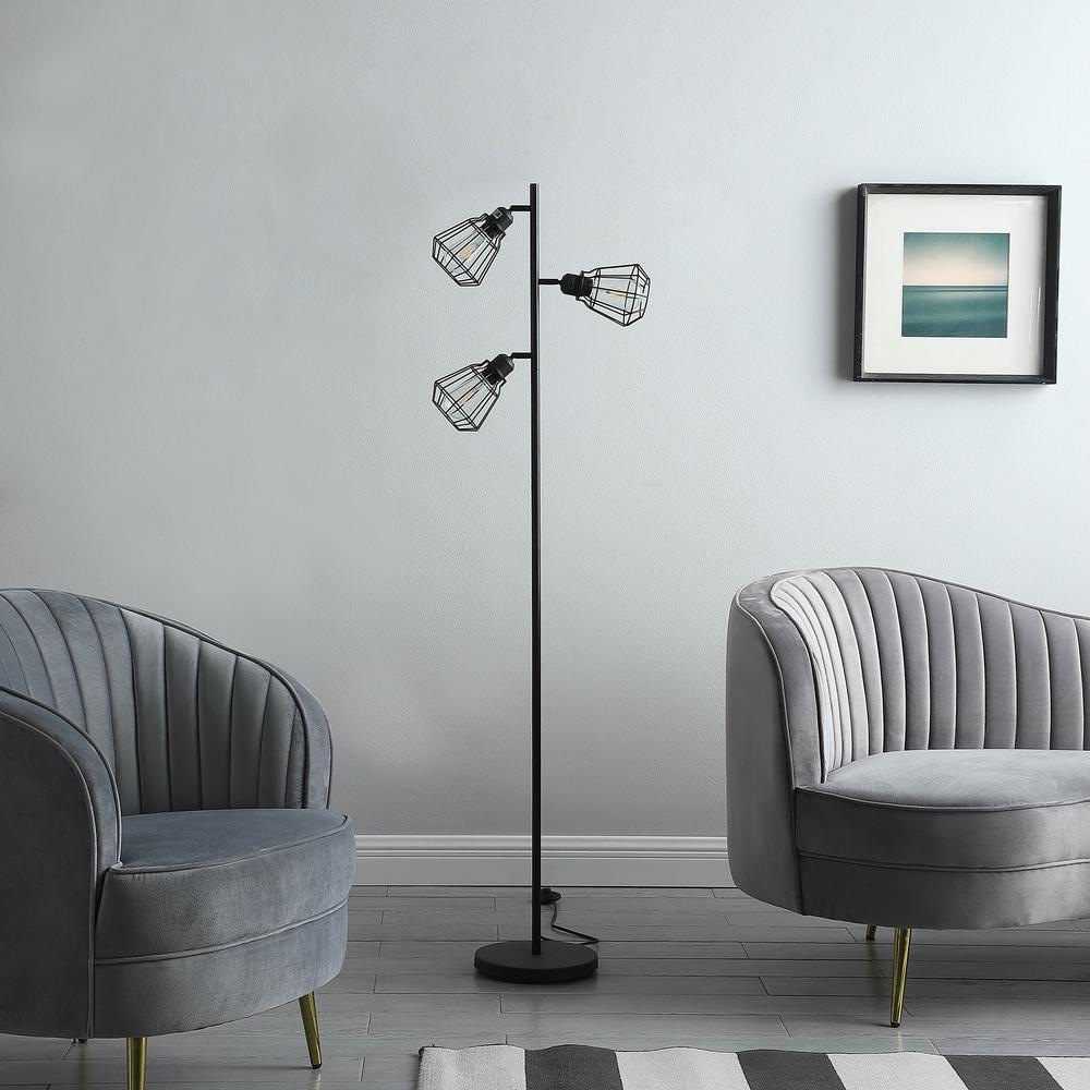 65" In Adjustable Cage Shade Industrial Farmhouse Metal Floor Lamp. Picture 3