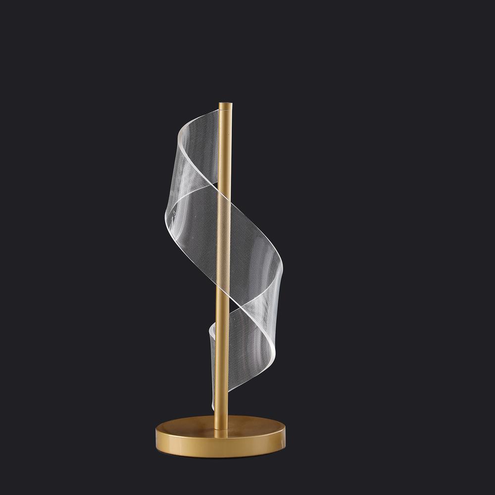 18.75" In Dinamo Modern "S" Wave Swirl Acrylic Led Brushed Gold Table Lamp. Picture 5