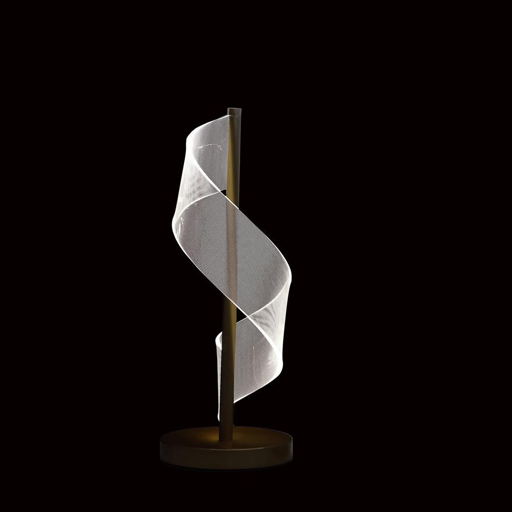 18.75" In Dinamo Modern "S" Wave Swirl Acrylic Led Brushed Gold Table Lamp. Picture 6