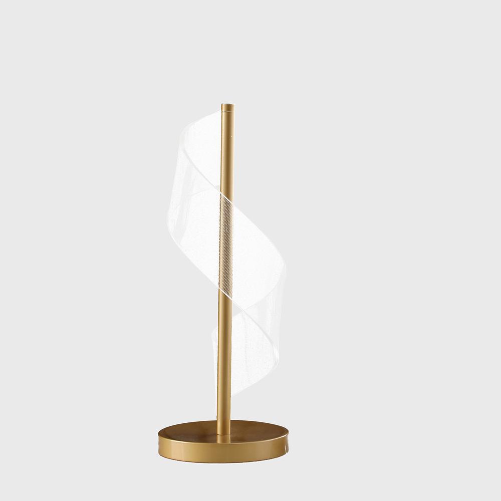 18.75" In Dinamo Modern "S" Wave Swirl Acrylic Led Brushed Gold Table Lamp. Picture 2