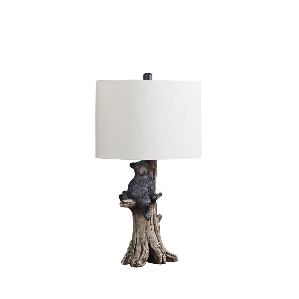 24.75" in BLACK BEAR ON A TREE POLYRESIN TABLE LAMP. Picture 1