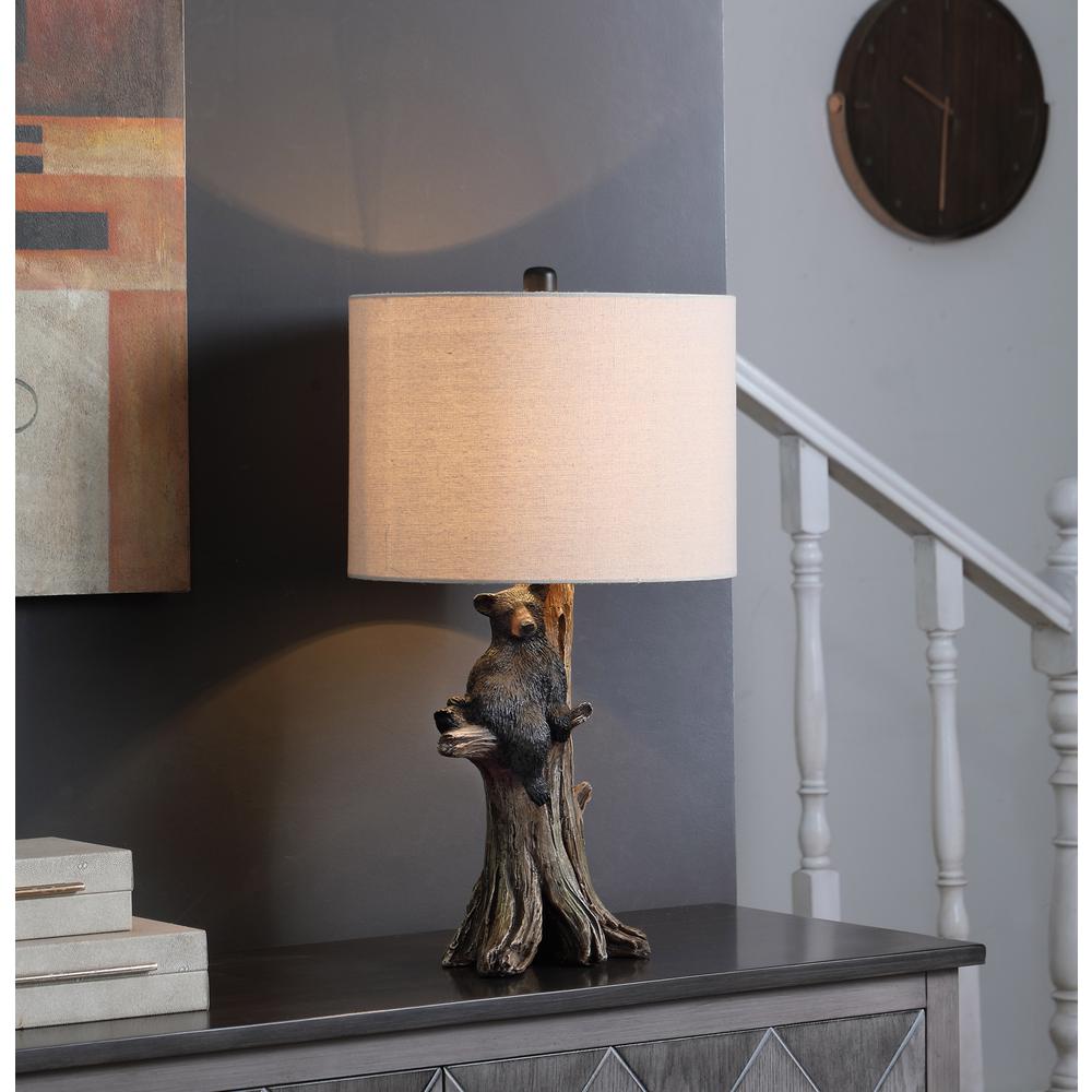 24.75" in BLACK BEAR ON A TREE POLYRESIN TABLE LAMP. Picture 4