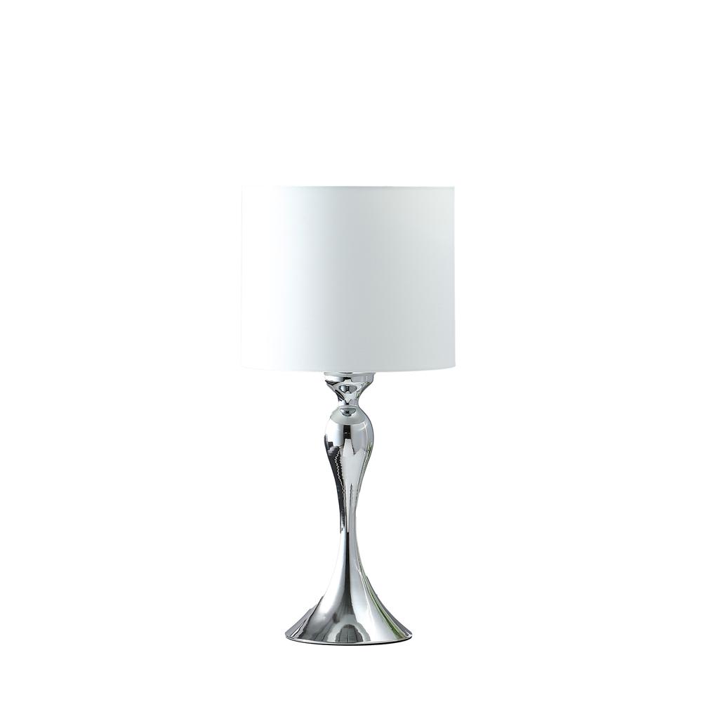 24.5" in BAILEY DARK SILVER CHROME MODERN CANDLESTICK METAL TABLE LAMP. Picture 1