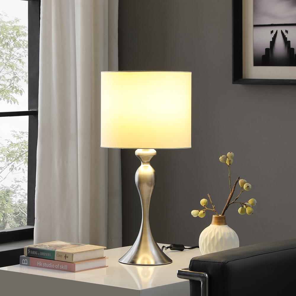 24.5" in BAILEY BRUSHED SILVER MODERN CANDLESTICK METAL TABLE LAMP. Picture 3