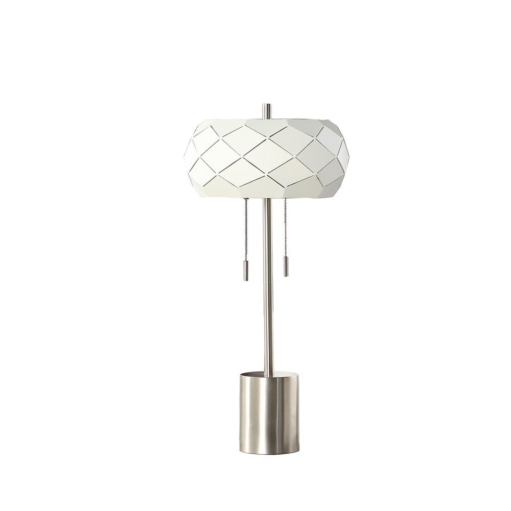 28" in LEGEME MID CENTURY DANISH 2-LIGHT STEEL PULL CHAIN TABLE LAMPS. Picture 1
