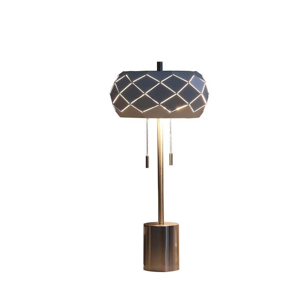 28" in LEGEME MID CENTURY DANISH 2-LIGHT STEEL PULL CHAIN TABLE LAMPS. Picture 2