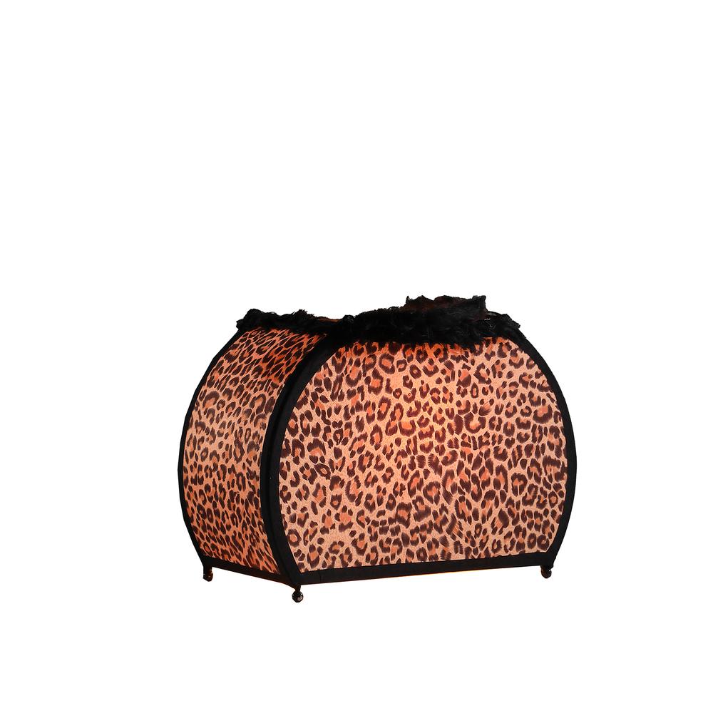 11.75" in LEOPARD ANIMAL PRINT PURSE w/ BLACK FAUX HANDLE TABLE LAMP. Picture 4