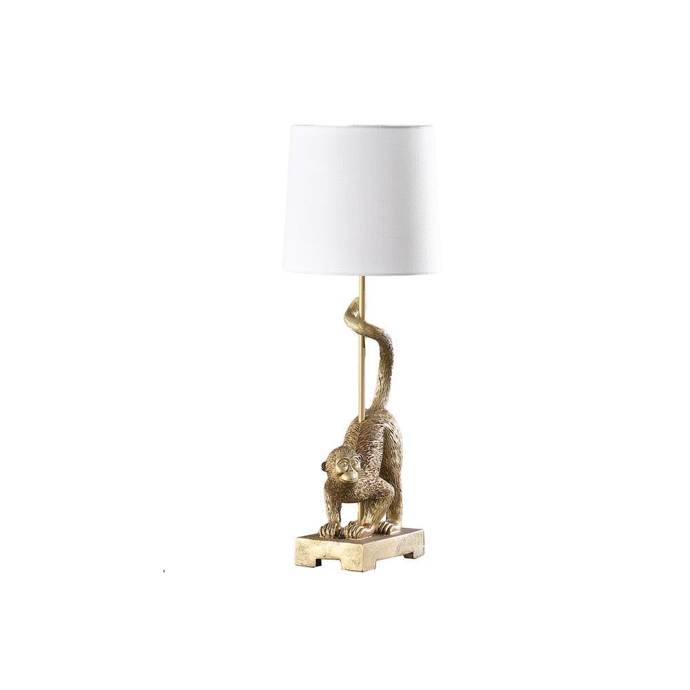 24" in WILDLIFE OLD WORLD GOLD  CAPUCHIN MONKEY POLYRESIN TABLE LAMP. Picture 1