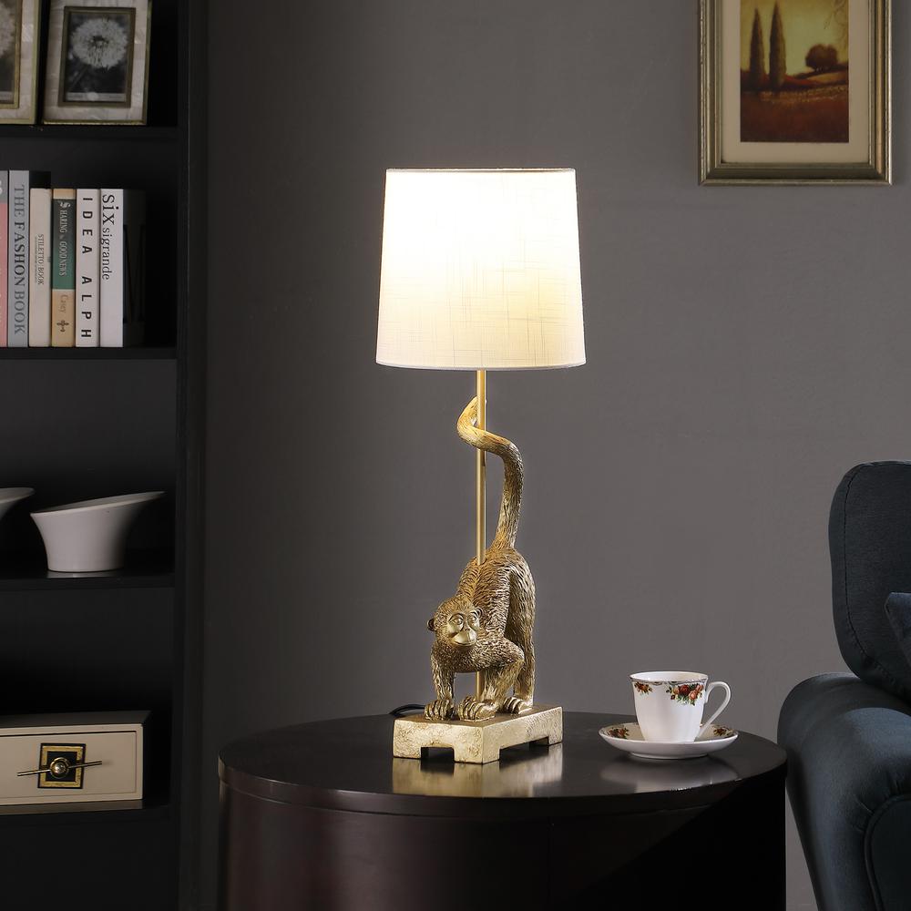 24" in WILDLIFE OLD WORLD GOLD  CAPUCHIN MONKEY POLYRESIN TABLE LAMP. Picture 2