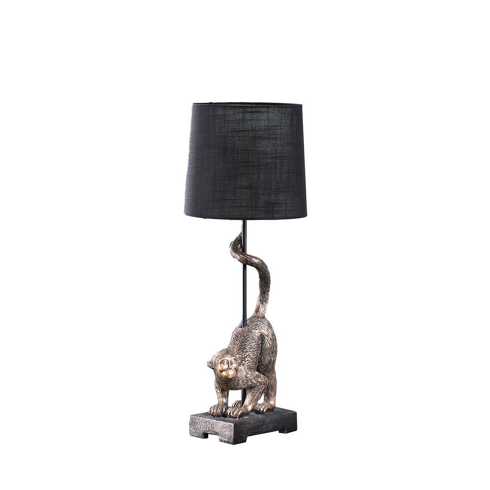 24" in WILDLIFE OLD WORLD ANTIQUE BRONZE  CAPUCHIN MONKEY POLYRESIN TABLE LAMP. Picture 1
