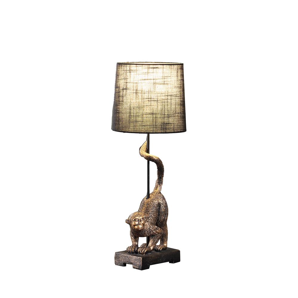24" in WILDLIFE OLD WORLD ANTIQUE BRONZE  CAPUCHIN MONKEY POLYRESIN TABLE LAMP. Picture 4
