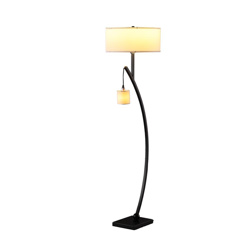 59" in CONTEMPORARY DUAL BLACK ARC W/ HANGING PENDELUM LAMP METAL FLOOR LAMP. Picture 7