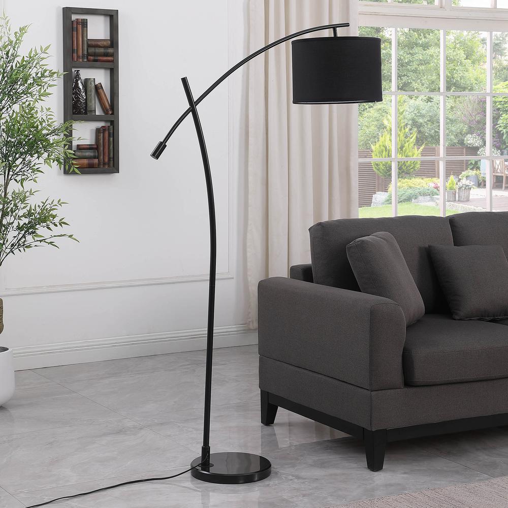 65" in OSCAR PENDULUM STYLE BLACK METAL FLOOR LAMP ON BLACK MARBLE BASE. Picture 3