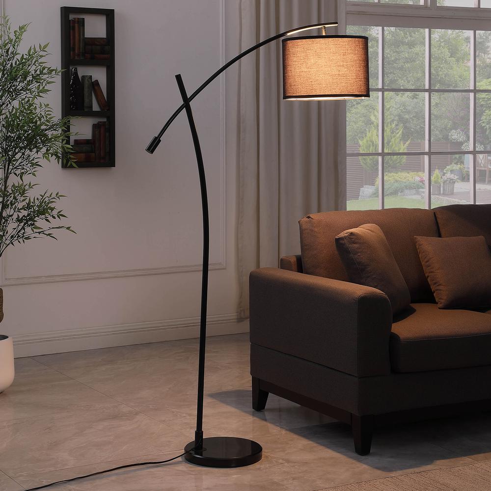 65" in OSCAR PENDULUM STYLE BLACK METAL FLOOR LAMP ON BLACK MARBLE BASE. Picture 4