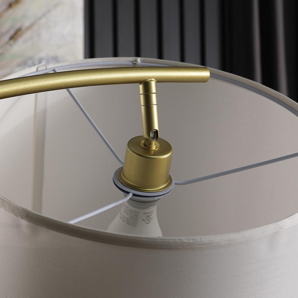 65" in OSCAR PENDULUM STYLE WHITE METAL FLOOR LAMP ON WHITE MARBLE BASE. Picture 5