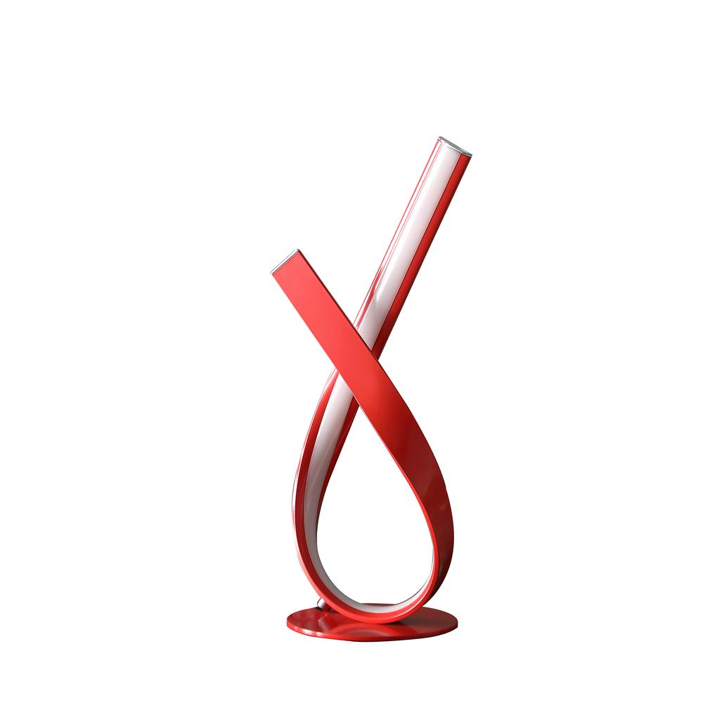 17" In Abstract Upright Ribbon Bow Led Red Metal Table Lamp. Picture 1