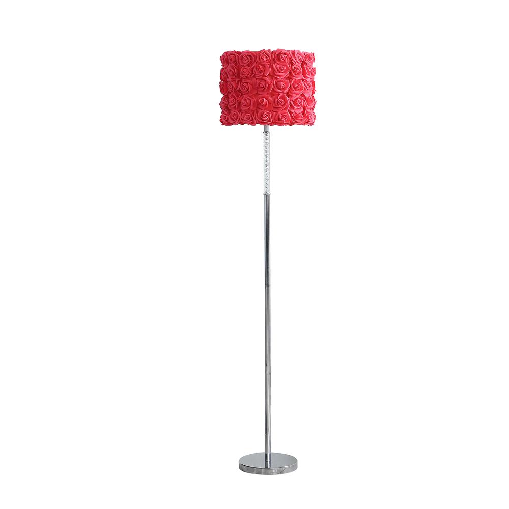 63"In Red Roses In Bloom Acrylic/Metal Floor Lamp. Picture 1