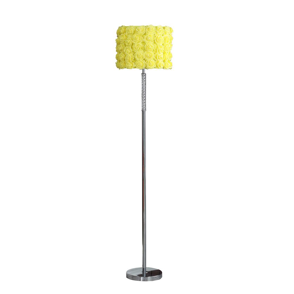 63"In Yellow Roses In Bloom Acrylic/Metal Floor Lamp. Picture 1