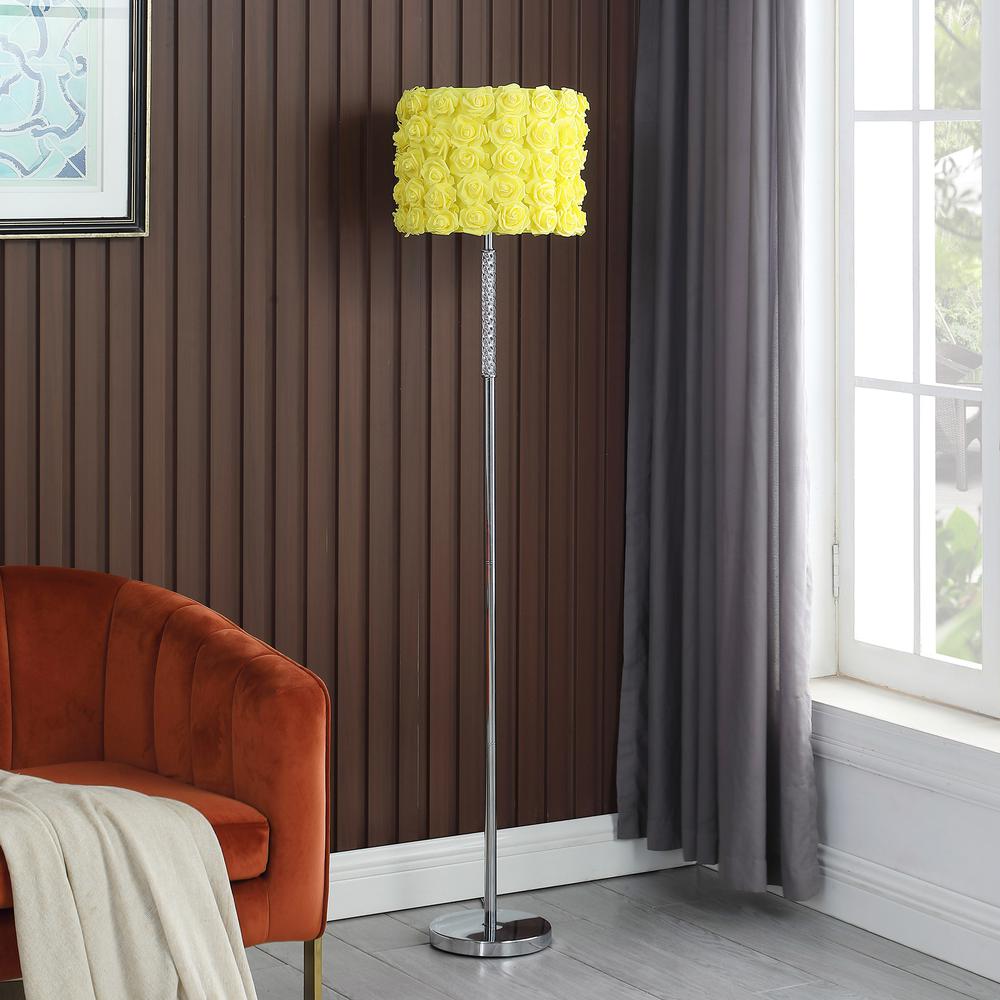 63"In Yellow Roses In Bloom Acrylic/Metal Floor Lamp. Picture 3