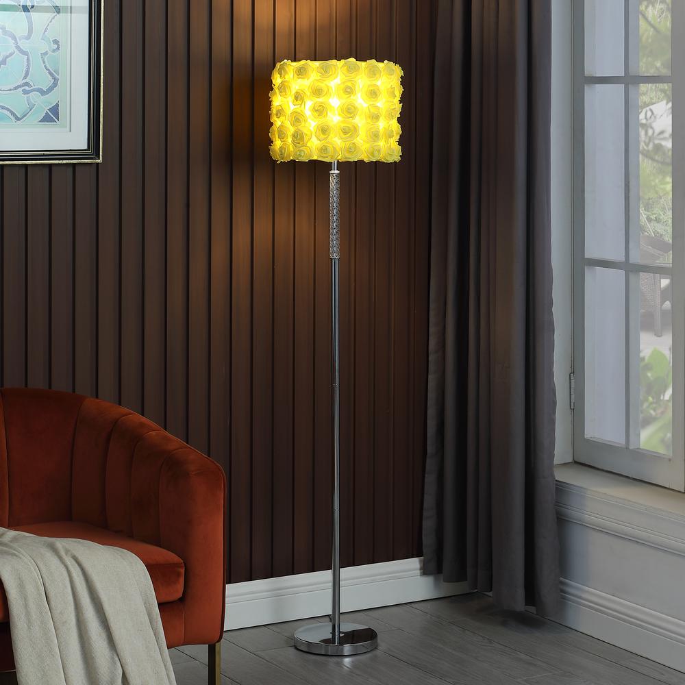 63"In Yellow Roses In Bloom Acrylic/Metal Floor Lamp. Picture 4