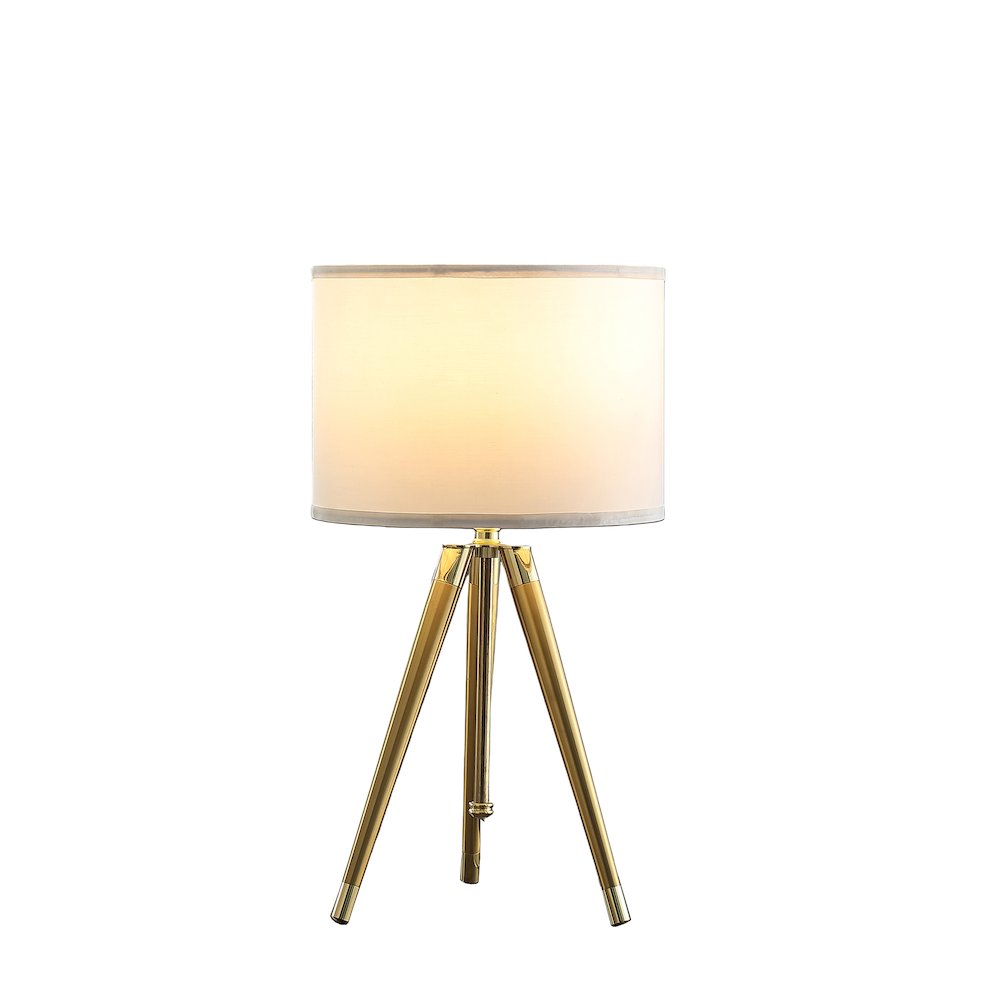 35.5" - 25.75"H Adjustable Hieght Brass/Shiny Gold Modern Tripod Table Lamp. Picture 3