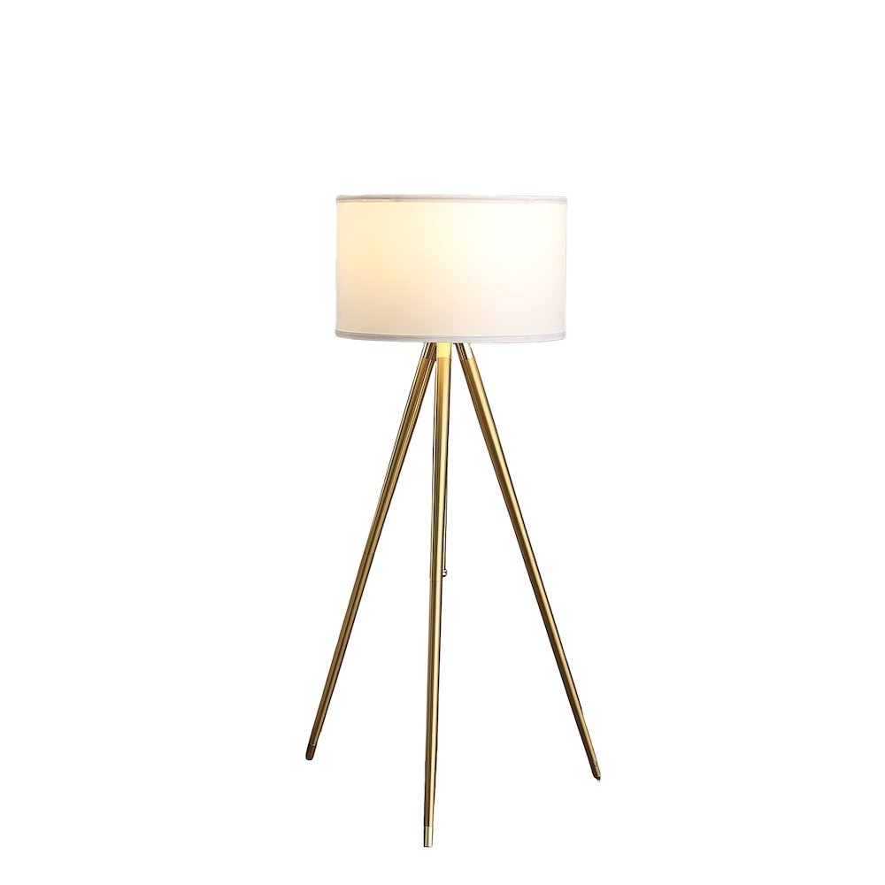 64" -47"H Adjustable Height Brass/Shiny Gold Modern Tripod Floor Lamp. Picture 3