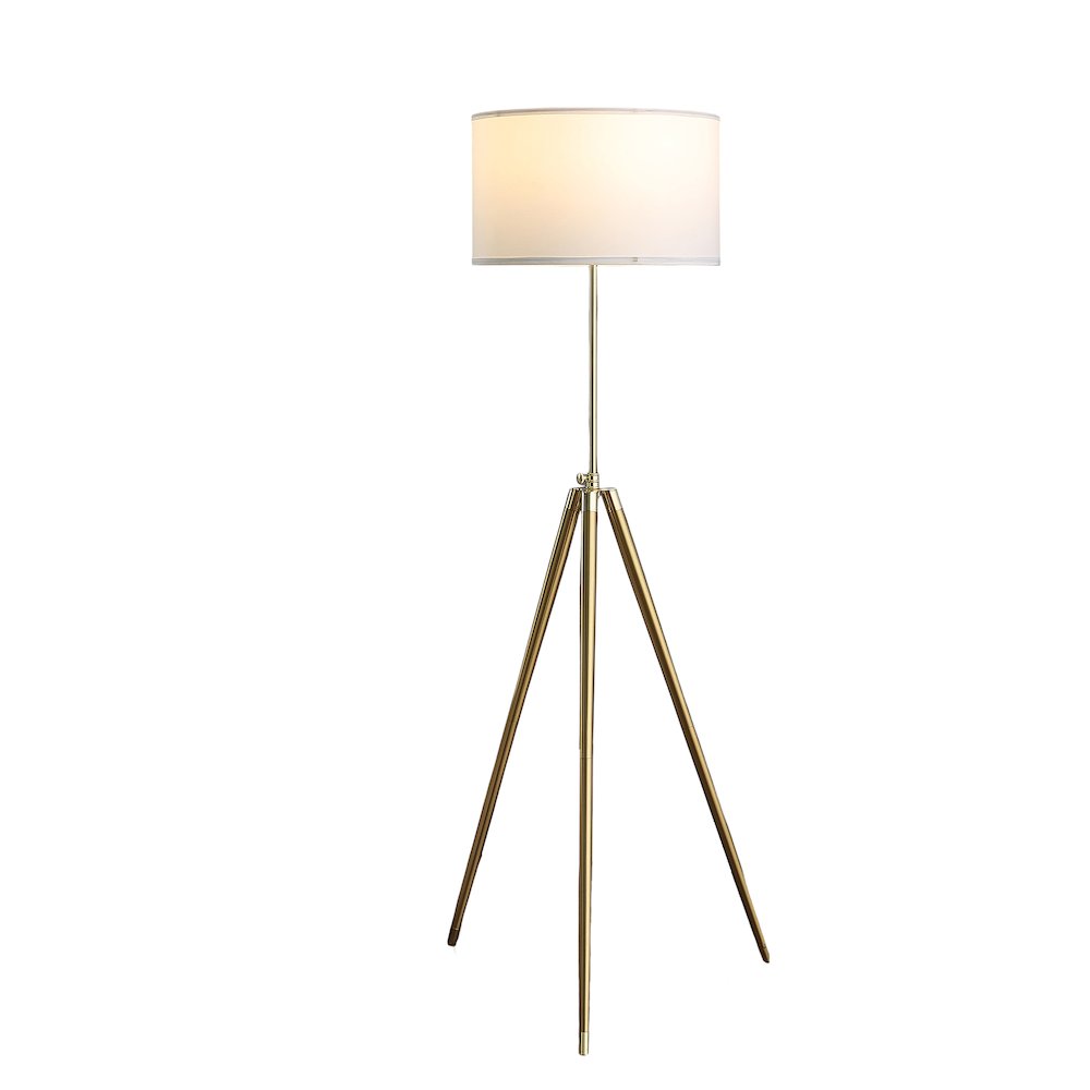 64" -47"H Adjustable Height Brass/Shiny Gold Modern Tripod Floor Lamp. Picture 4