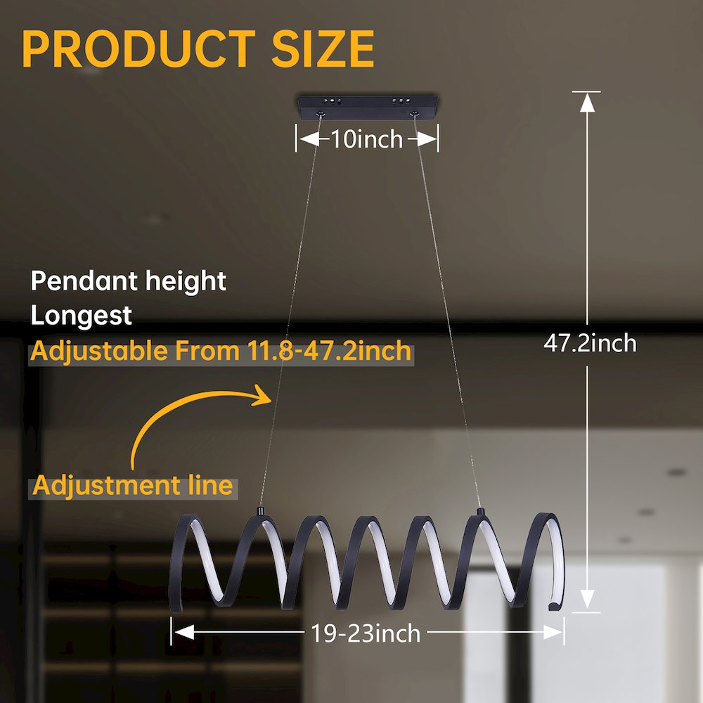 14 W Led W/ Adjustable 47" - 12" Suspension Wire Modern Ceiling Pendant. Picture 10