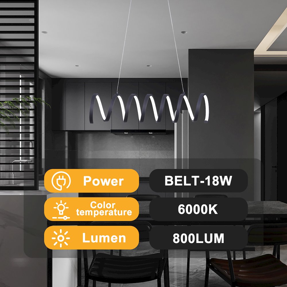 14 W Led W/ Adjustable 47" - 12" Suspension Wire Modern Ceiling Pendant. Picture 6