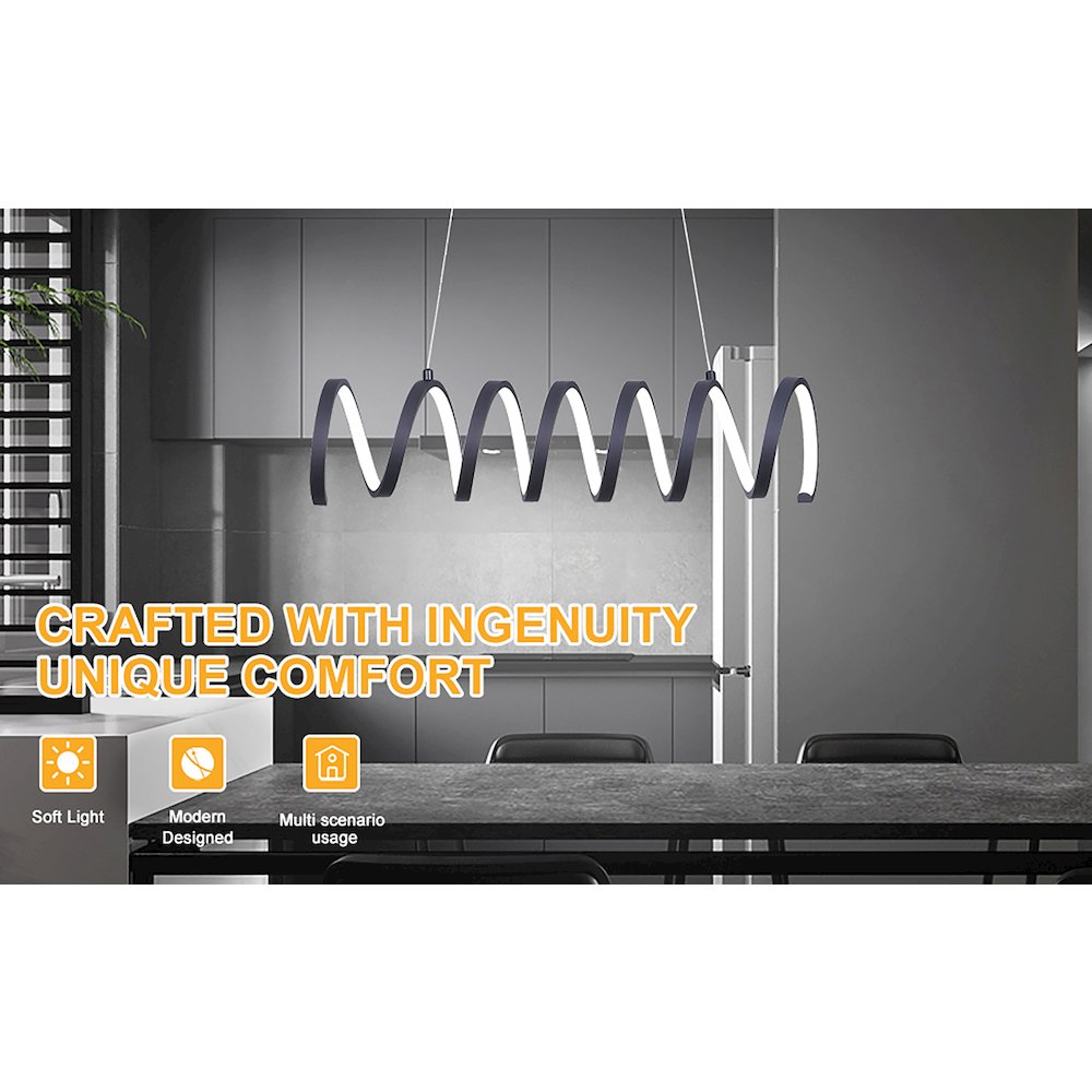 14 W Led W/ Adjustable 47" - 12" Suspension Wire Modern Ceiling Pendant. Picture 8