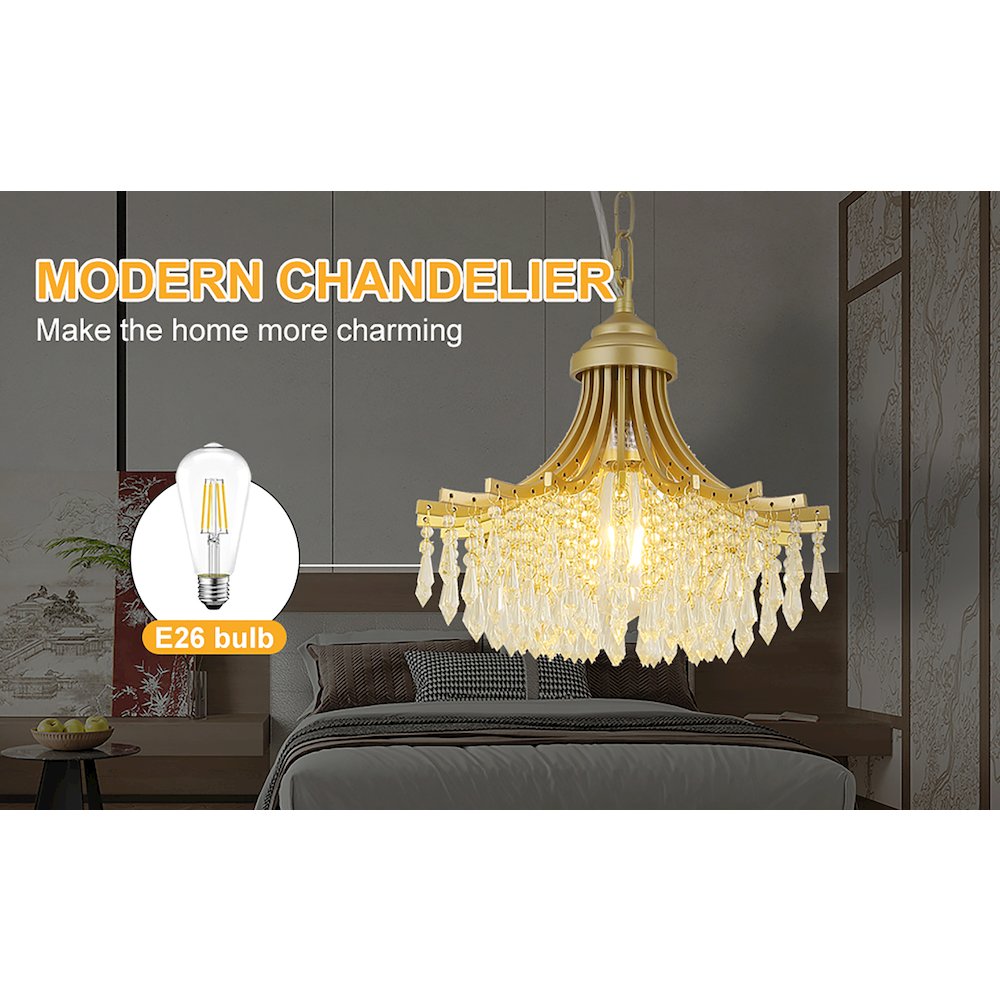 11.75" Dia X 10" H Single Bulb Matte Gold Glass Fan Shape Pendant Chandelier. Picture 9