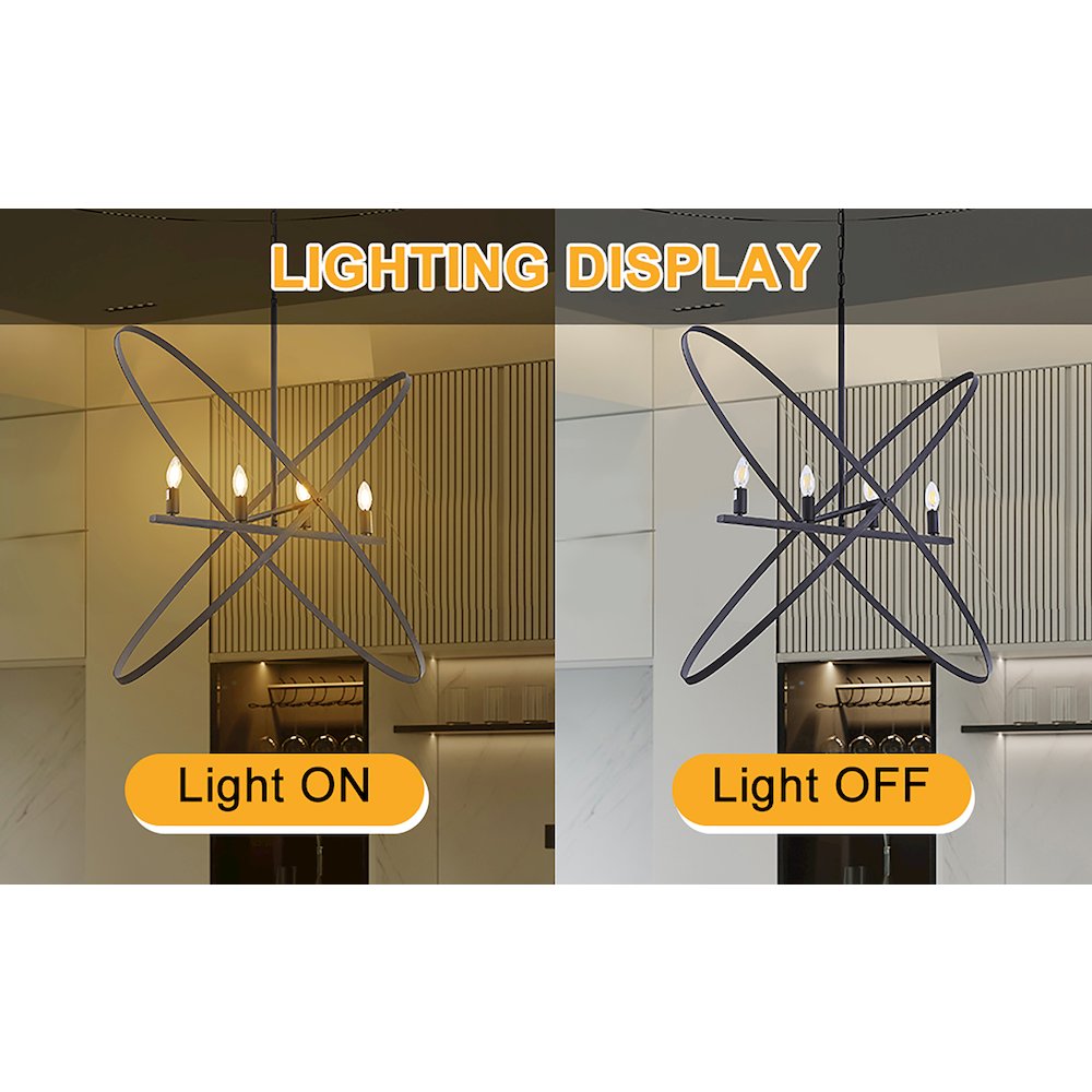 29"L X 15"W X 37.5"H 4 Led Matte Black Atom Brass Metal Pendant. Picture 10