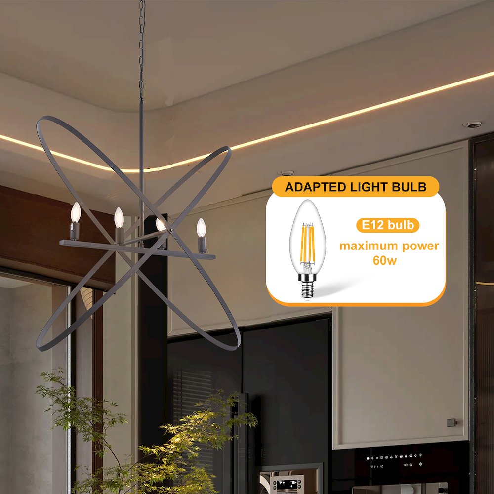 29"L X 15"W X 37.5"H 4 Led Matte Black Atom Brass Metal Pendant. Picture 8