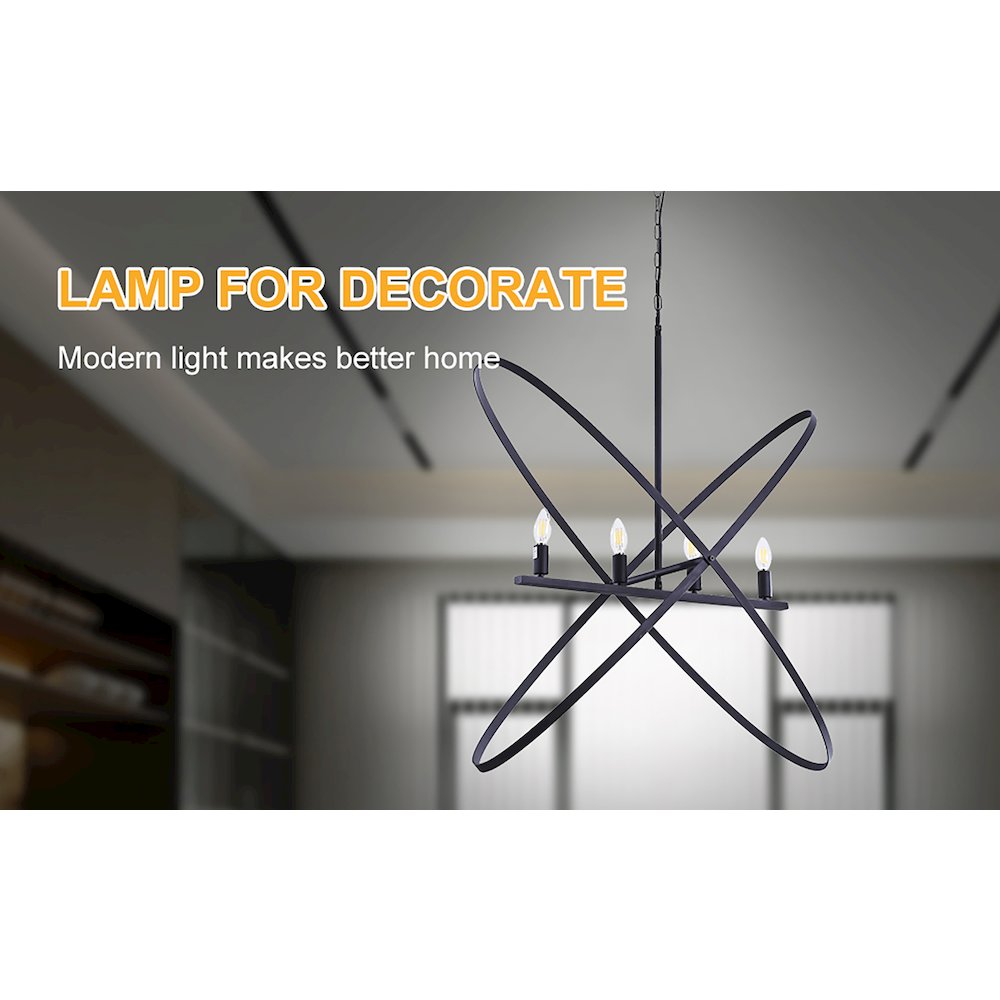 29"L X 15"W X 37.5"H 4 Led Matte Black Atom Brass Metal Pendant. Picture 9
