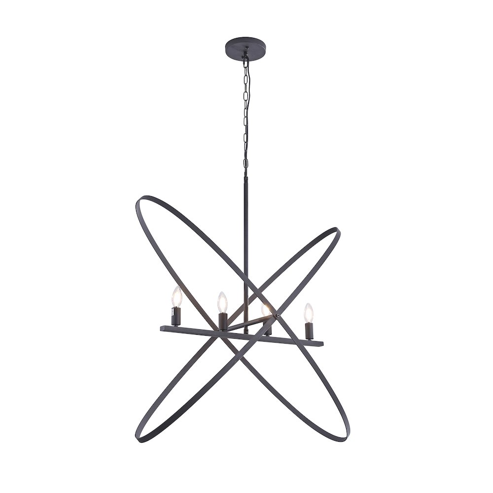29"L X 15"W X 37.5"H 4 Led Matte Black Atom Brass Metal Pendant. Picture 2