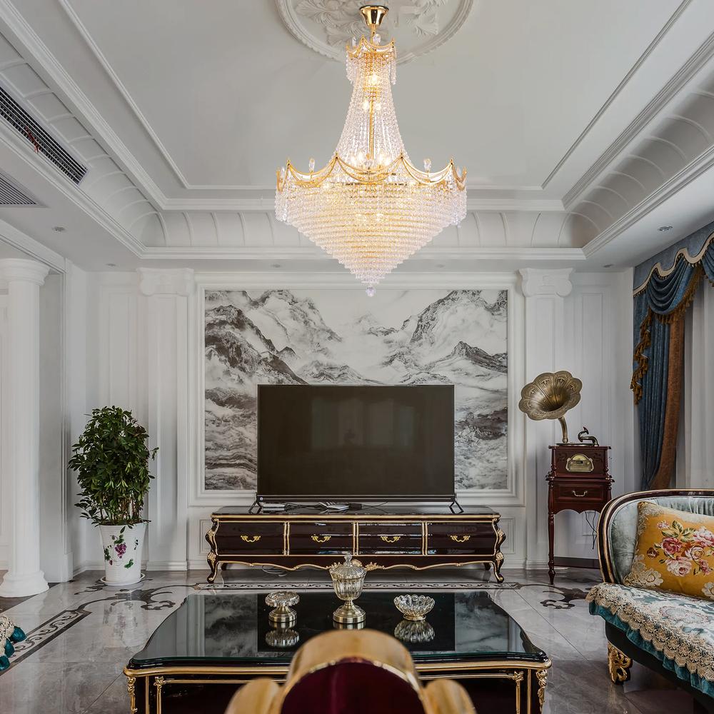 42" In Czar K9 Crystal 22-Led Bulbs Neo Classical Hardwired Chandelier Lamp. Picture 6